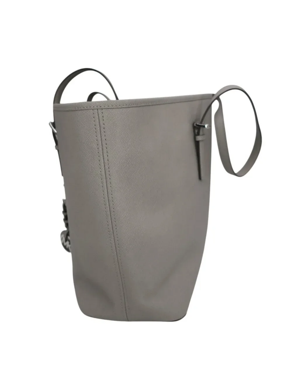 Michael Kors Jet Set Purse Travel Saffiano Leather Gray Large Tote Bag - Picture 2 of 11